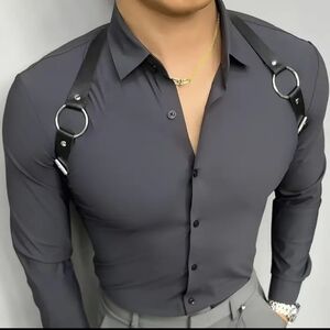 Men's Vegan Leather Adjustable Black Harness